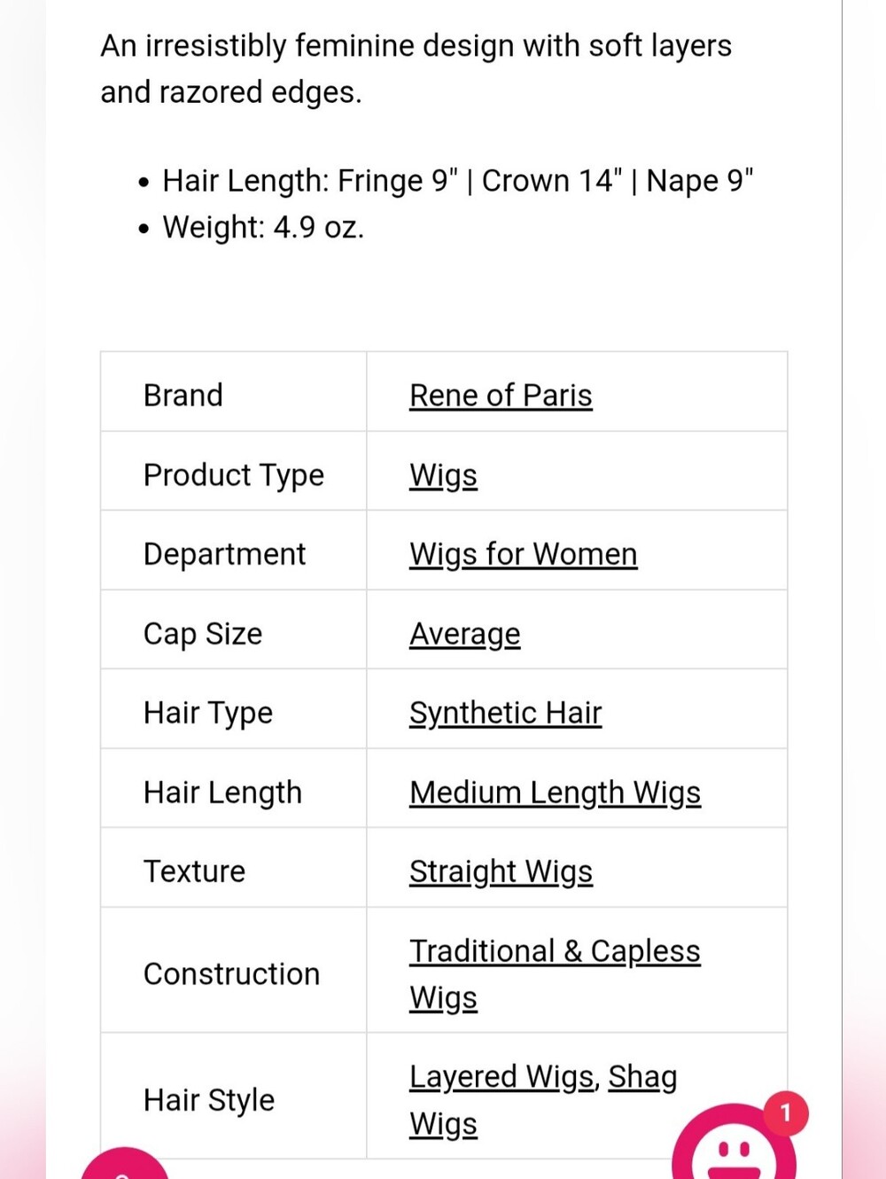 Synthetic Women's Wig in Almond Spice-R by Rene of Paris With Stand - Picture 7 of 7